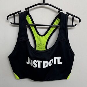Nike Black and Bright Green Dri-FIT Sports Bra